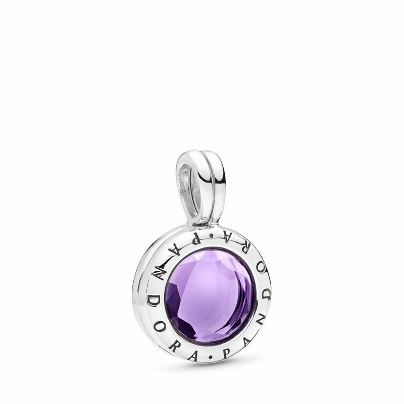 Pandora Faceted Locket Dangle Charm Ireland - Sterling Silver/Purple/Synthetic Amethyst - 756914MVB